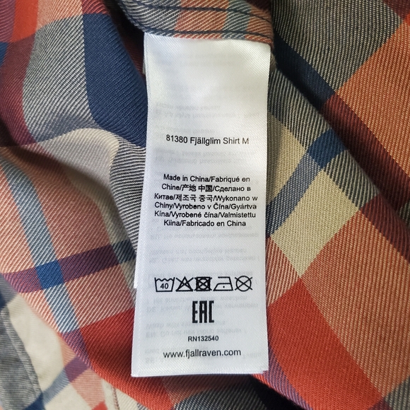 Men's XXL Fjallraven Fjallglim Flannel Shirt Red Blue Plaid EUC Gorpcore - Picture 10 of 14